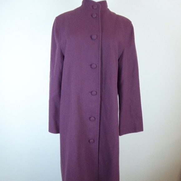 Asian VINTAGE CUSTOM MADE Mandarin wool PURPLE COAT m /L embroidered lining - Picture 1 of 7